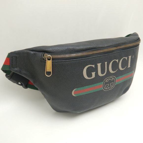 GUCCI 530412 Body Bag Print Leather Black 252232 - Picture 2 of 10